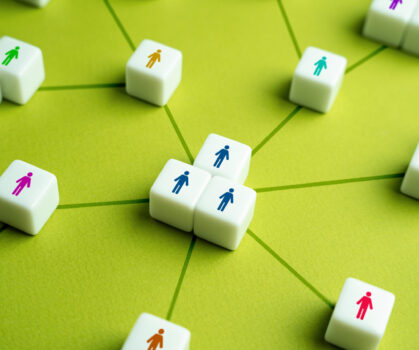 Connections between people, groups and teams. Business and corporate communication. Work relations and human resources. Teamwork. Cooperation and collaboration. Building working relationships.